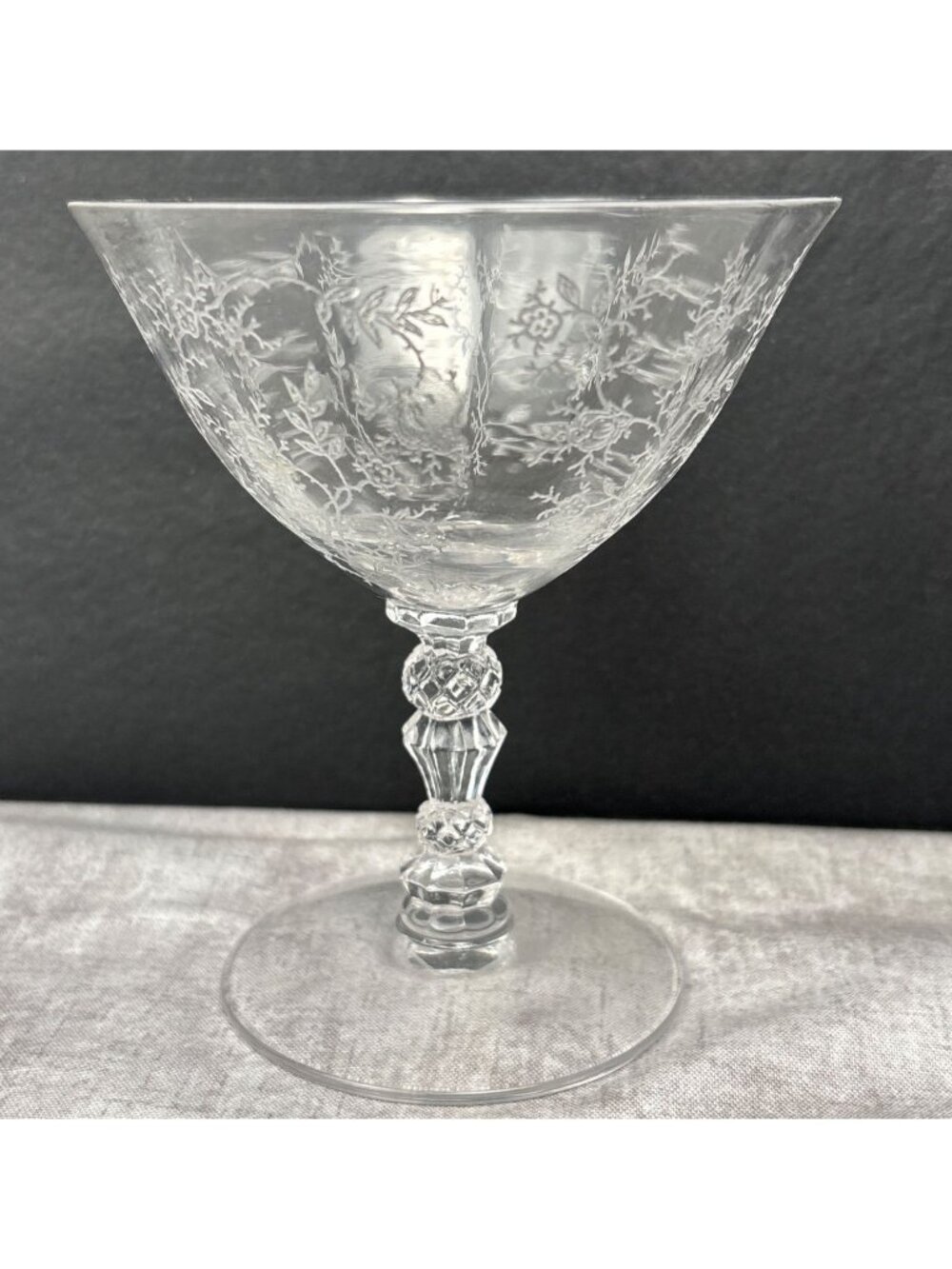 Fostoria Chintz Clear Glass Sherbet Floral Etched Pattern Elegant Stemware